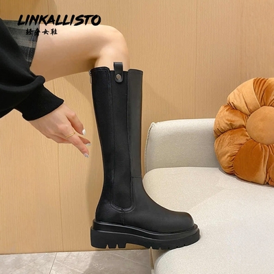 潮牌大筒围骑士靴不过膝胖mm粗腿长筒靴女2025秋冬显瘦高筒靴大码