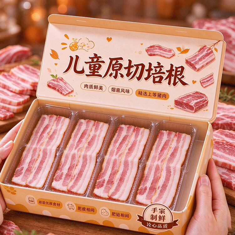 新鲜培根儿童原切肉片三明治手抓饼专注儿童营养早餐官方旗舰店