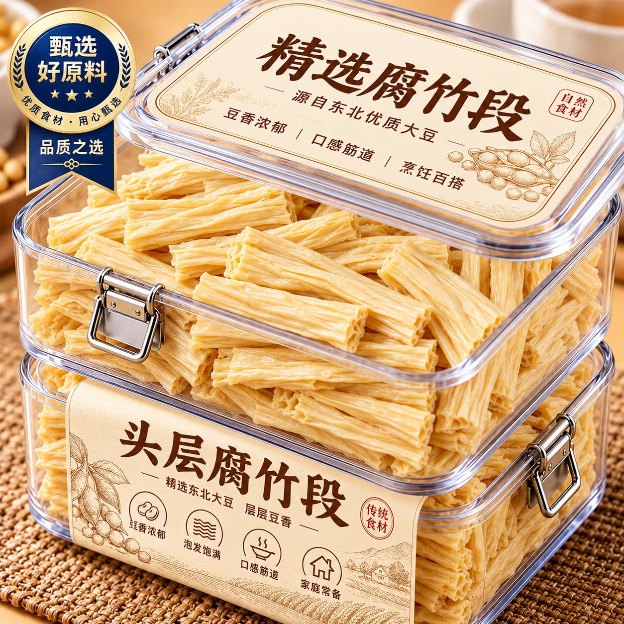 腐竹罐装涮火锅食材头层手工原浆腐竹段黄豆制品凉拌豆腐皮旗舰店