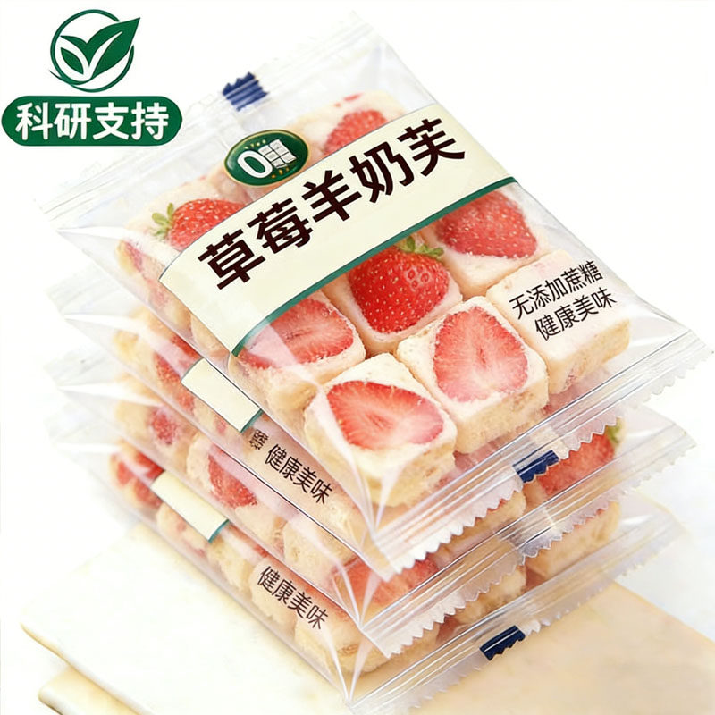 正品草莓羊奶芙官方旗舰店拉丝草莓羊奶芙混合口味无添加糕点零食