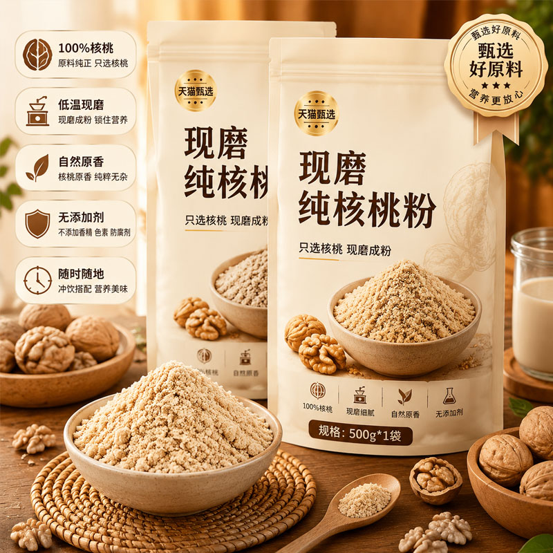 现磨0添加中老年高钙核桃粉图片