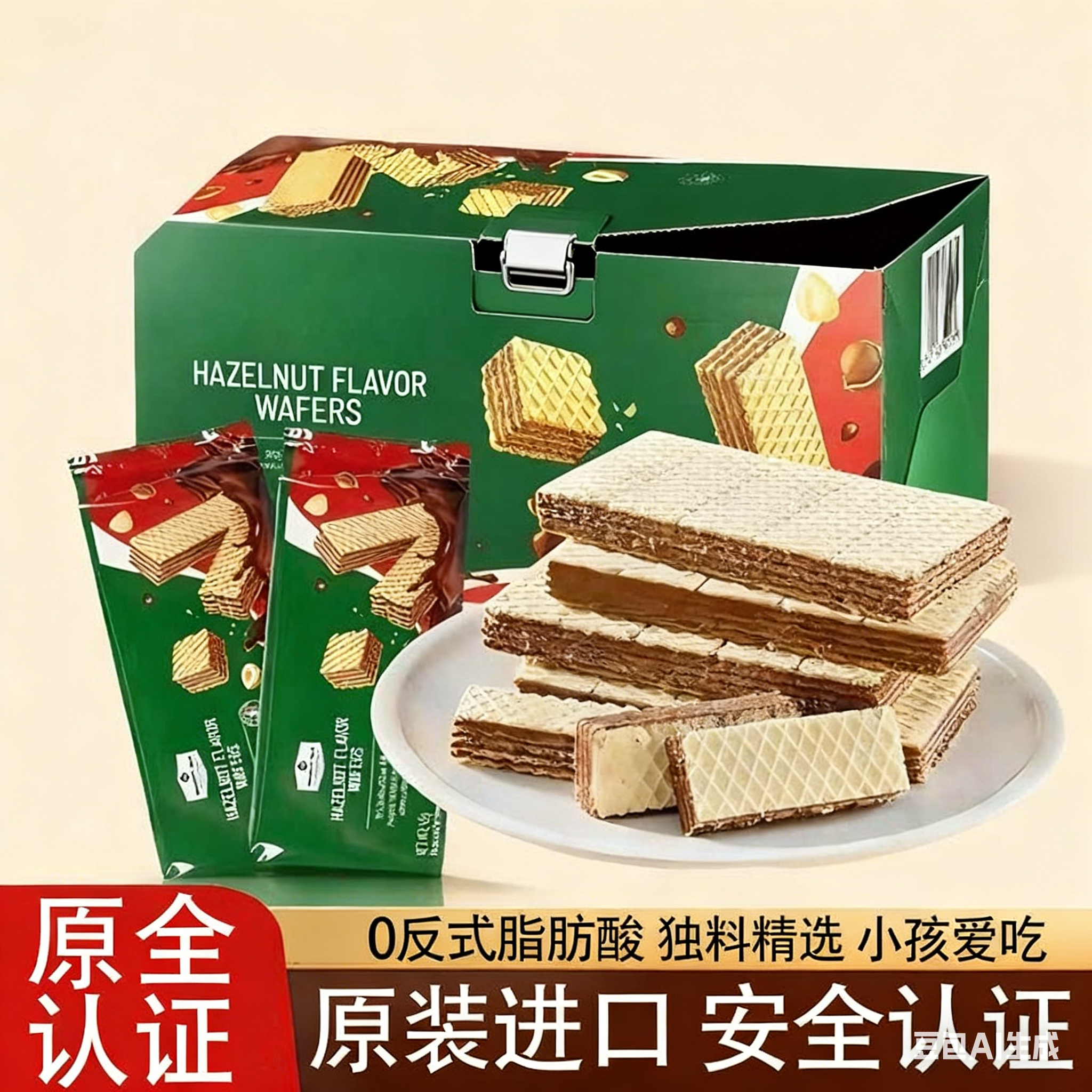 意大利进口榛子威化饼干巧克力饼干解馋休闲曲奇圣诞饼干儿童零食