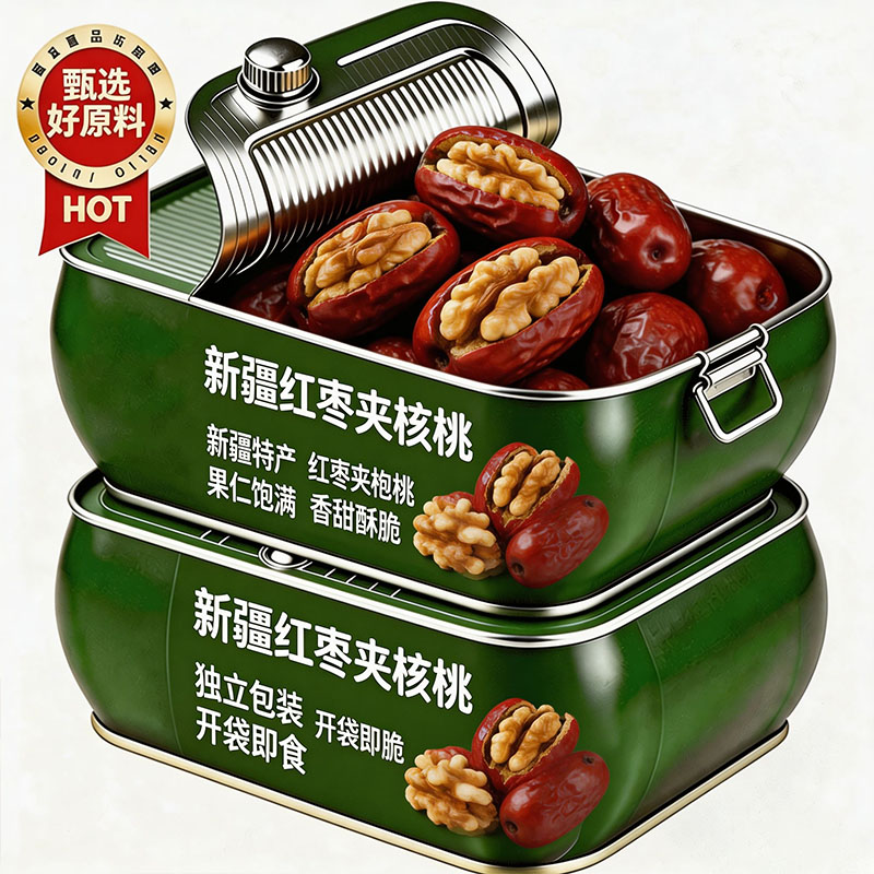新疆枣夹核桃官方旗舰店正品红枣夹核桃单独包装无核大枣核桃仁
