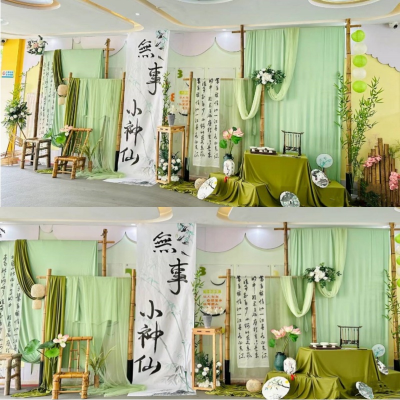 幼兒園新中式環創書法場景布置