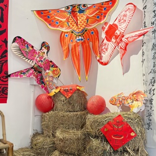 金鱼风筝纸鸢灯笼新年氛围感挂饰2026马年春节店铺小院古风装饰