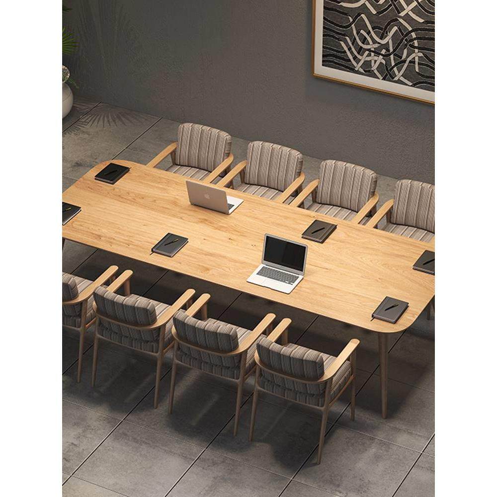 简易实木会议桌长桌简约现代定制长条桌子工作台大板办公桌椅组合
