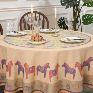 美式轻奢圆桌布高端奢华加厚家用大圆桌桌布欧式高级感餐桌布艺