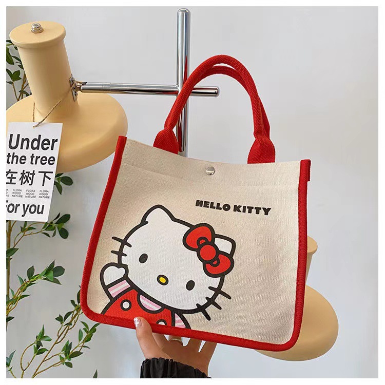 凯蒂猫手提包印花Kitty购物袋上班族手提袋可爱卡通嗨喽kt帆布包