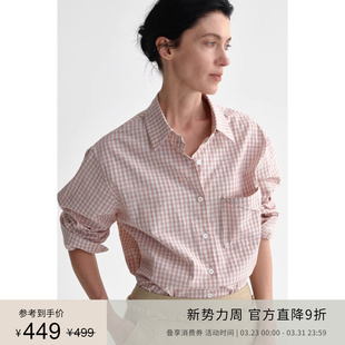 休闲翻折口袋衬衫 PLANITES 透气纯棉肌理感格纹