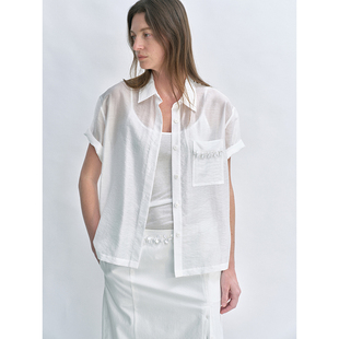 衬衫 PLANITES 钉珠口袋短袖 蓬松透感莱赛尔混纺 vol.16