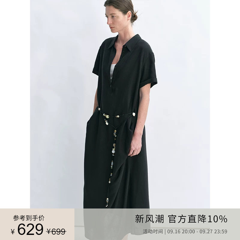 PLANITES vol.18 莱赛尔亚麻垂感 斜褶衬衫连衣裙图片