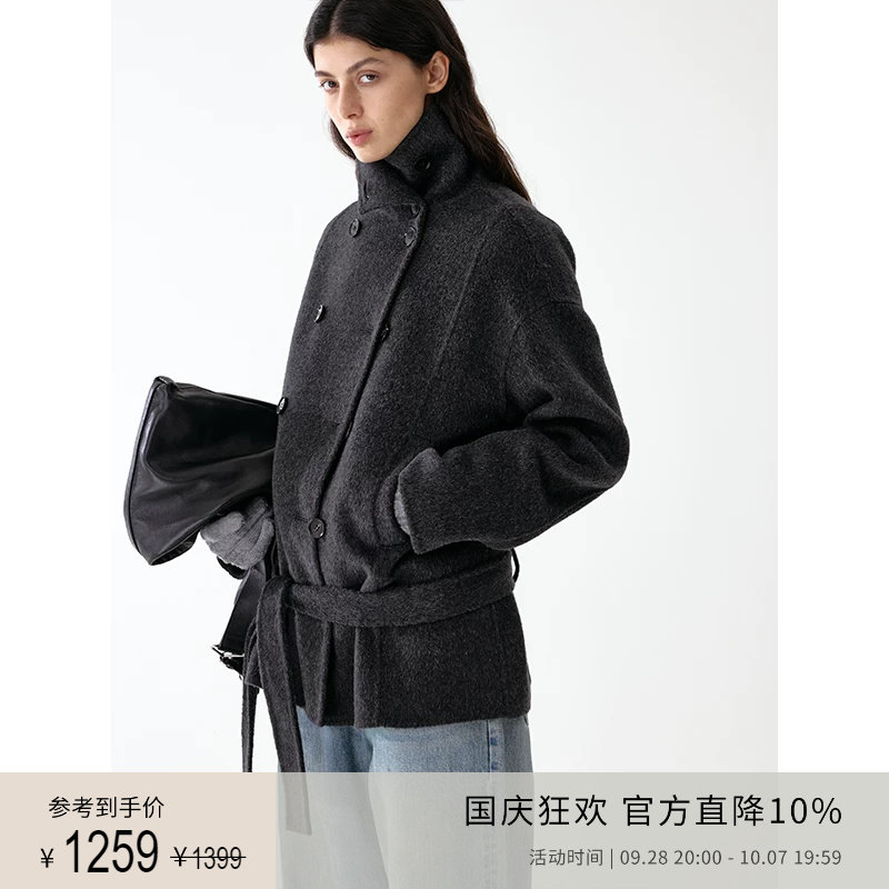 PLANITES带短款双面呢大衣外套图片