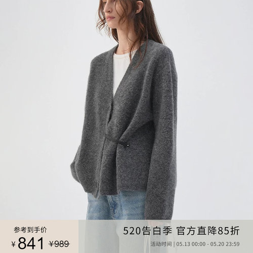 PLANITES羊驼毛开衫v领针织衫