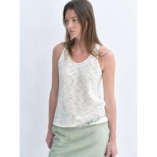 U领编织镂空背心 双纱肌理感棉混纺 PLANITES vol.19