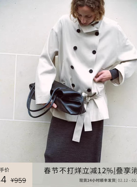 PLANITES vol.21 高密莱赛尔棉斜纹 低腰双排扣高领风衣