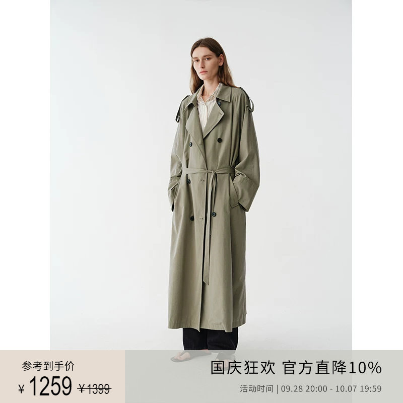 PLANITES水洗双排扣风衣图片