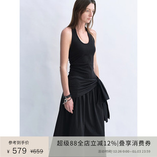 绑带挂脖连衣裙 假两件拼接材质 PLANITES vol.16