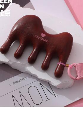 青松点按摩头部梳子五齿头疗经络梳子实木五爪头皮刮痧养发神器