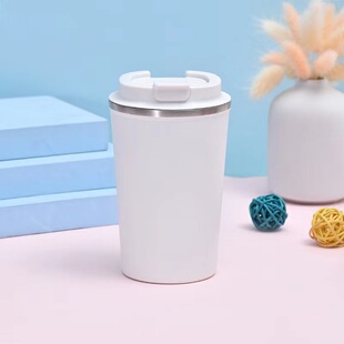 青松点真空保温杯陶瓷内胆直饮咖啡杯户外便携翻盖磨砂质感漆面杯