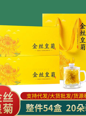防暑礼黄山金丝皇菊20朵礼盒装 大朵花茶黄山菊花茶金丝黄菊