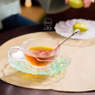 心缘堂琉璃十二花神杯咖啡杯套组花茶杯杯托茶席置景好友送礼