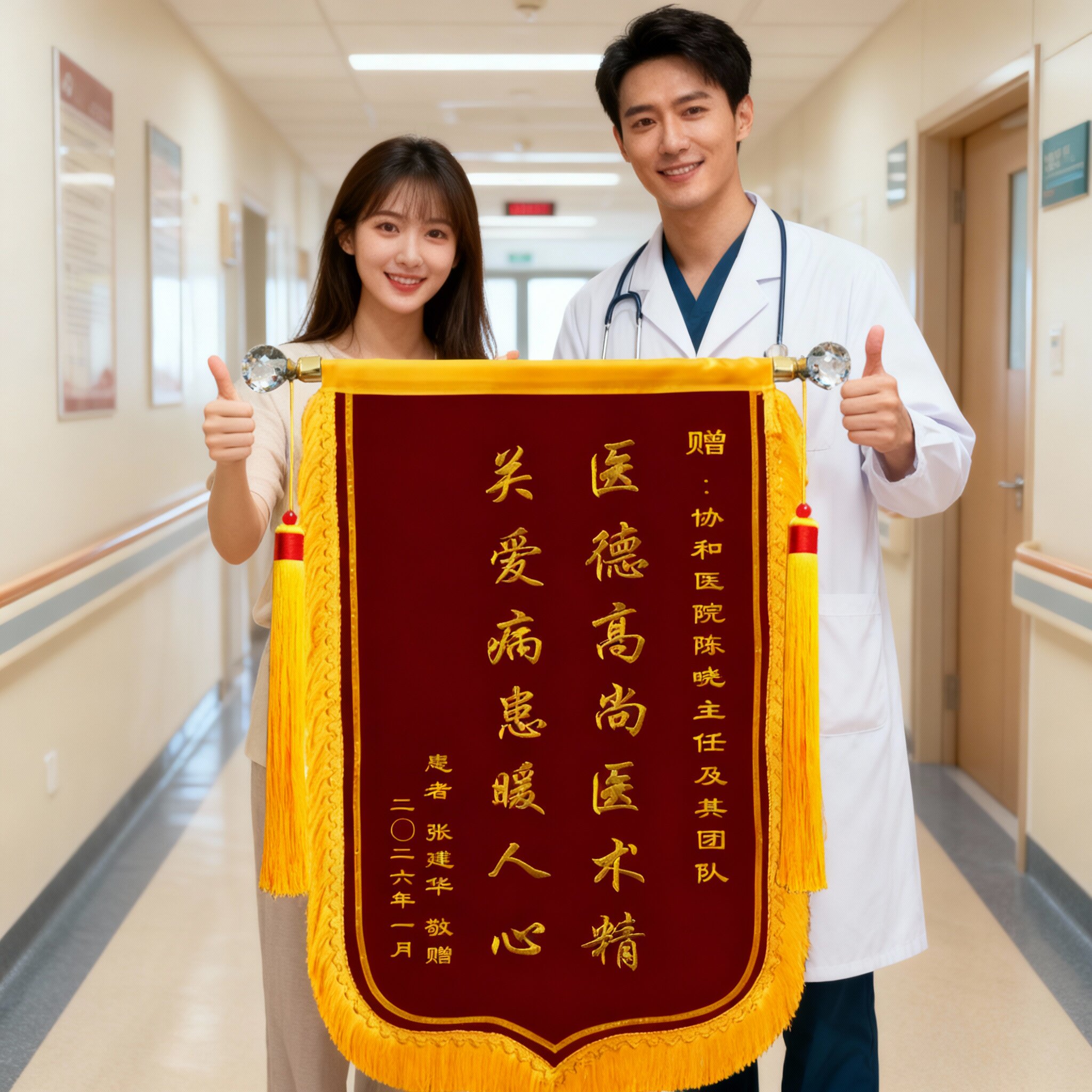锦旗定制感谢医生老师学校定做订做托班仙家师傅还愿物业养生瘦身美容