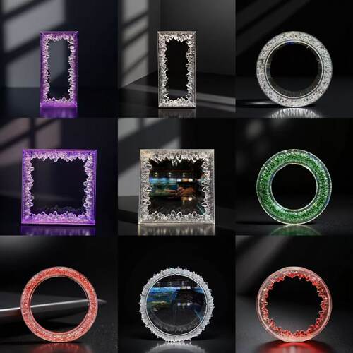 刺身摆盘装饰透明冰圈彩色圆环盘