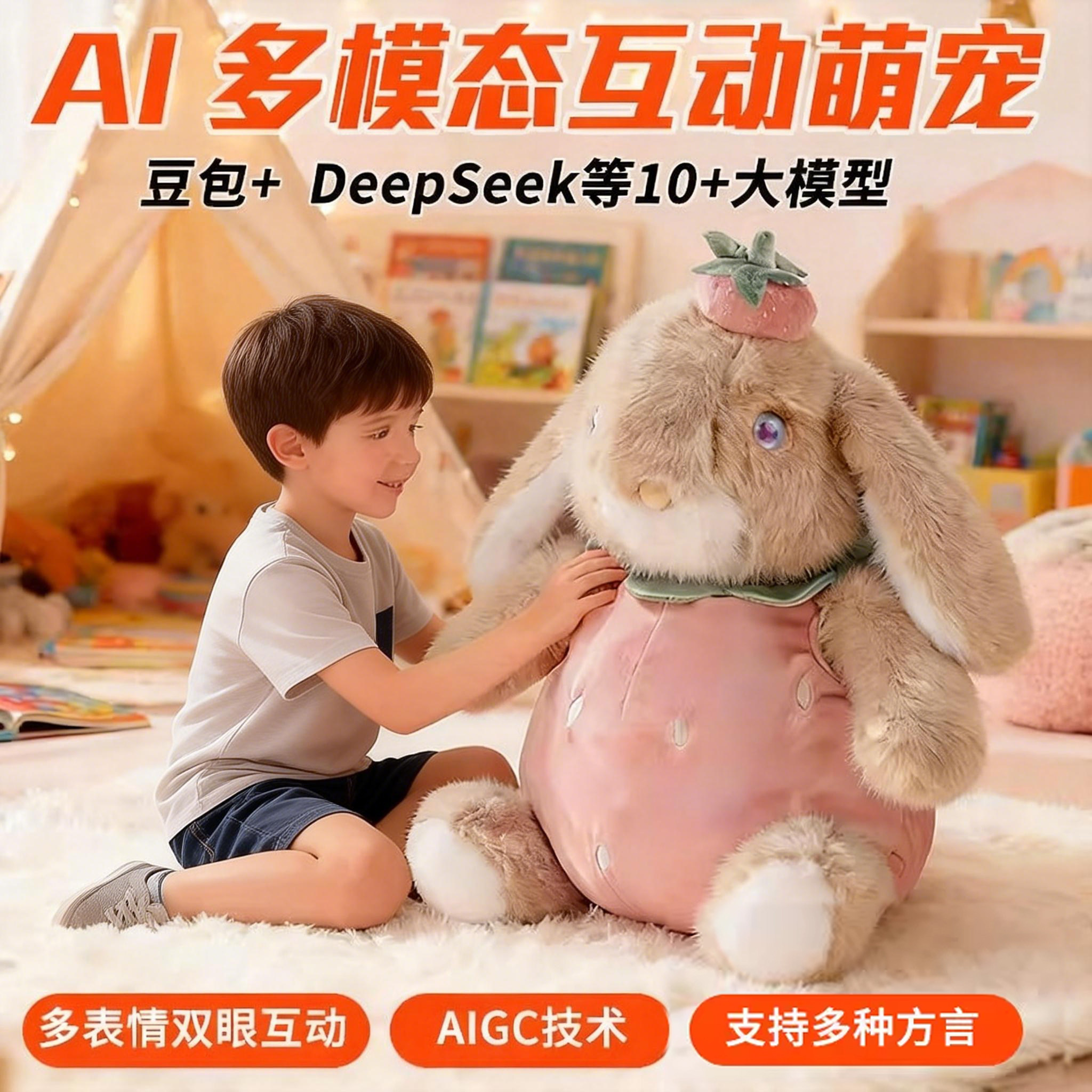 AI宠物陪伴机器人智能对话毛绒玩偶儿童早教玩具情感陪伴女孩礼物