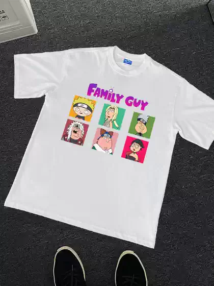 Prank House Naruto Collaboration Short Sleeve T-Shirt Heavyweight Pure Cotton Print Loose Vintage American Street Style Unisex