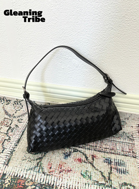 拾遗部落HOME原创 编织腋下月芽软皮单肩手提斜挎三种背法女小包