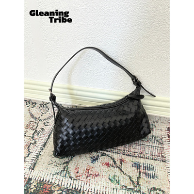 编织腋下月芽软皮单肩手提斜挎包