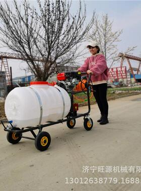 手推式轮推打药机 汽油拉管远程打药喷雾机 园四林手电动wy-52打