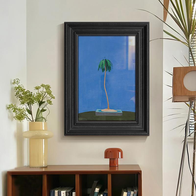 中古风小众艺术挂画克莱因蓝色装饰画高级感法式覆古卧室玄关壁画