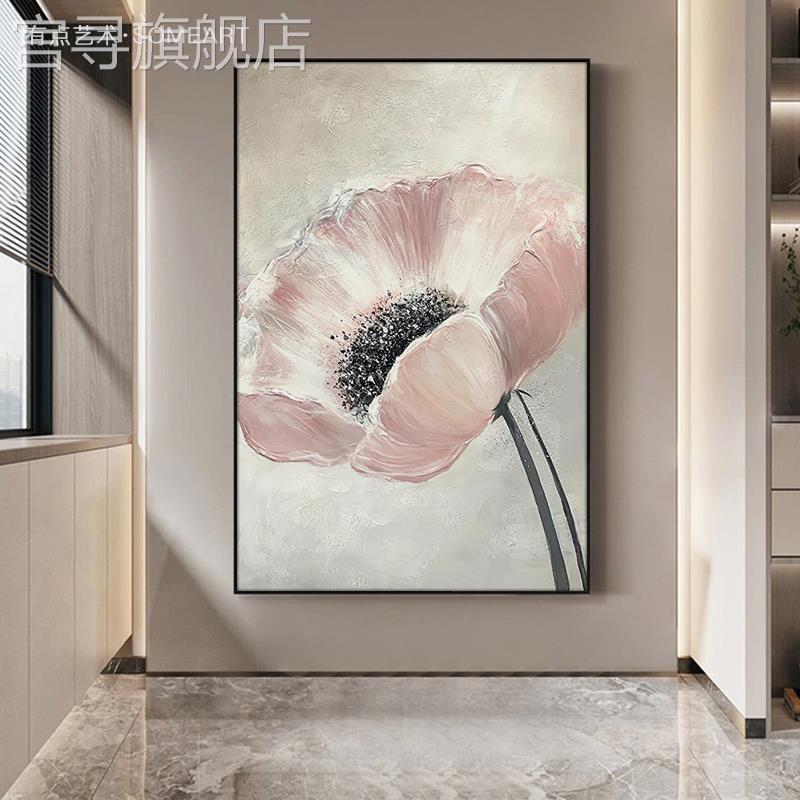 2022年新款入户玄关装饰画现代轻奢花卉餐厅壁画客厅竖版抽象挂画图片
