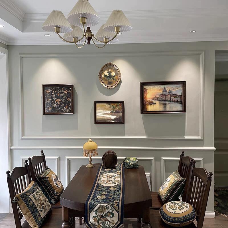 美式覆古饭厅装饰画画高档客厅沙发背景墙挂画画小众法式床头组合