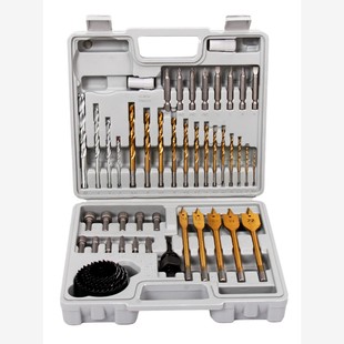 卡夫威尔47件套钻头组套多功能水泥钻麻花木工钻孔锯组AI2682A