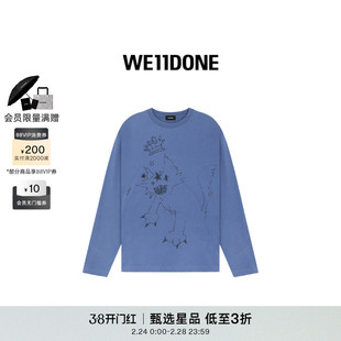 WE11DONE中性男女同款垃圾摇滚风怪兽印花长袖T恤