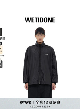 【明星同款】WE11DONE中性男女同款经典LOGO拉链黑色外套休闲