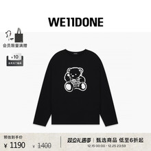 【线上独家】WE11DONE25新品男女同款小熊印花长袖T恤街头感潮流
