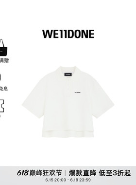 WE11DONE女士短款刺绣LOGO简约休闲POLOT恤日常经典时尚