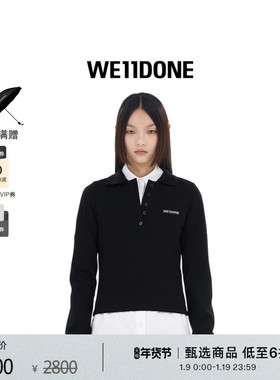 WE11DONE女士POLO长袖T恤简约修身翻领气质显瘦时尚上衣