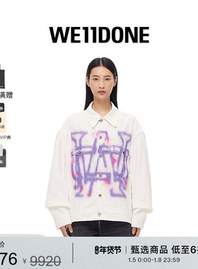 WE11DONE中性经典彩虹印花图案拉链时尚宽松长袖夹克