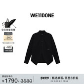 个性 WE11DONE女款 弧形线条前摆纯色LOGO衬衫 休闲简约