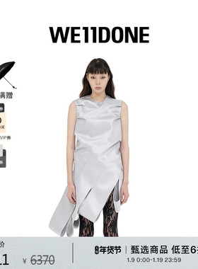 WE11DONE女士经典不对称开衩褶皱连衣裙设计感时尚