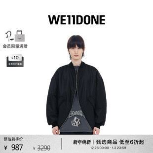 WE11DONE中性男女同款 T恤 怪兽图案印花海军蓝短袖