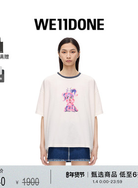 【明星同款】WE11DONE中性男女同款经典小怪兽印花刺绣圆领T恤