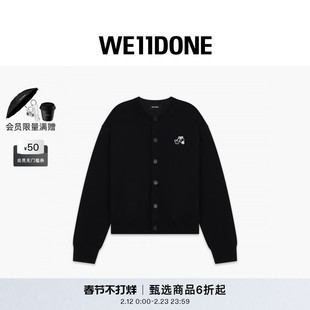 WE11DONE25早秋中性男女同款学院风泰迪熊贴饰休闲针织开衫