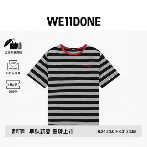 WE11DONE26早秋新品男女同款条纹字母LOGO短袖T恤时尚潮流休闲