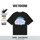 WE11DONE25秋冬男女同款 明星同款 项链猫咪T恤印花潮流