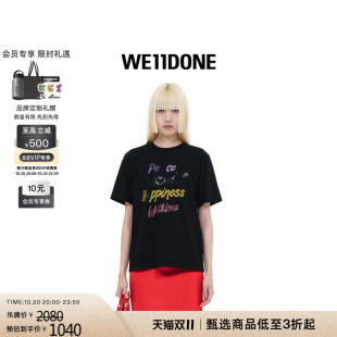 WE11DONE女士logo印花修身 T恤 短袖